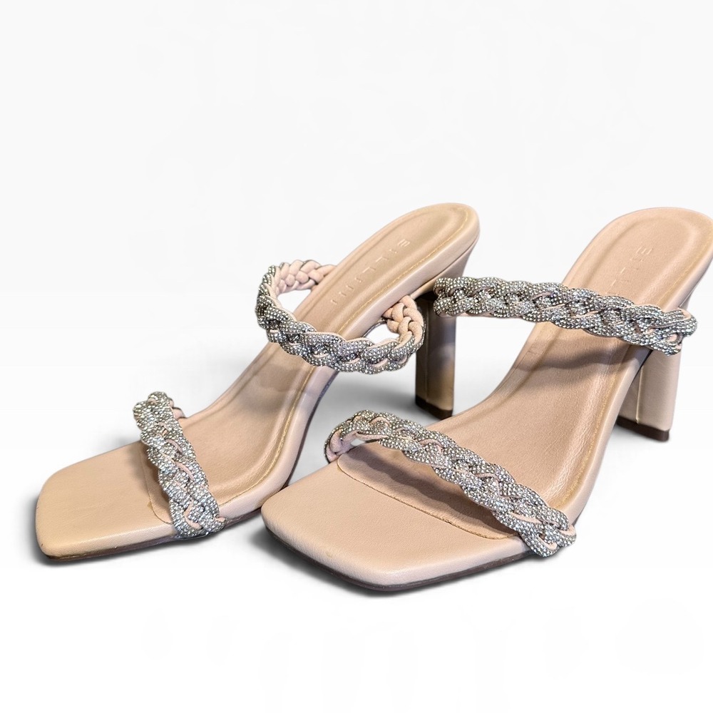Billini Xandra Heels Women Size 5 Blush Pink Braided Rhinestone Strappy Sandals